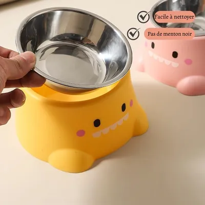 Petopia Bol en acier inoxydable pour chats et chiens en forme de dinosaure
