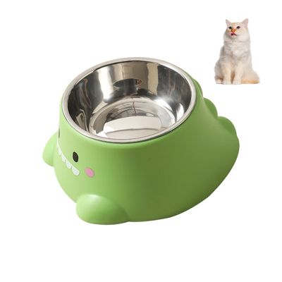 Petopia Bol en acier inoxydable pour chats et chiens en forme de dinosaure