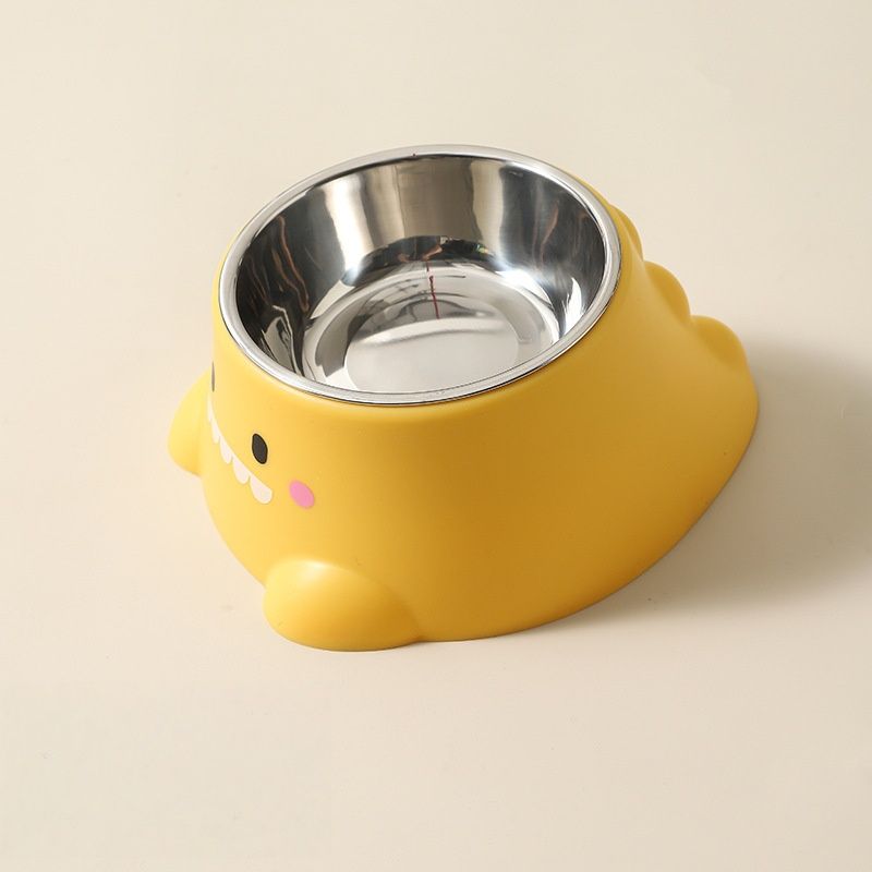 Petopia Bol en acier inoxydable pour chats et chiens en forme de dinosaure