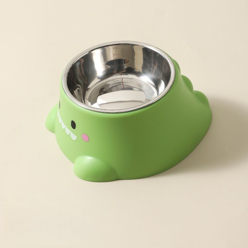 Petopia Bol en acier inoxydable pour chats et chiens en forme de dinosaure