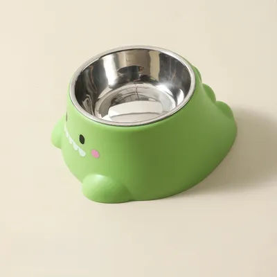 Petopia Bol en acier inoxydable pour chats et chiens en forme de dinosaure