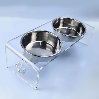 UAMLY Gamelles pour chat en acier inoxydable, avec support en acrylique