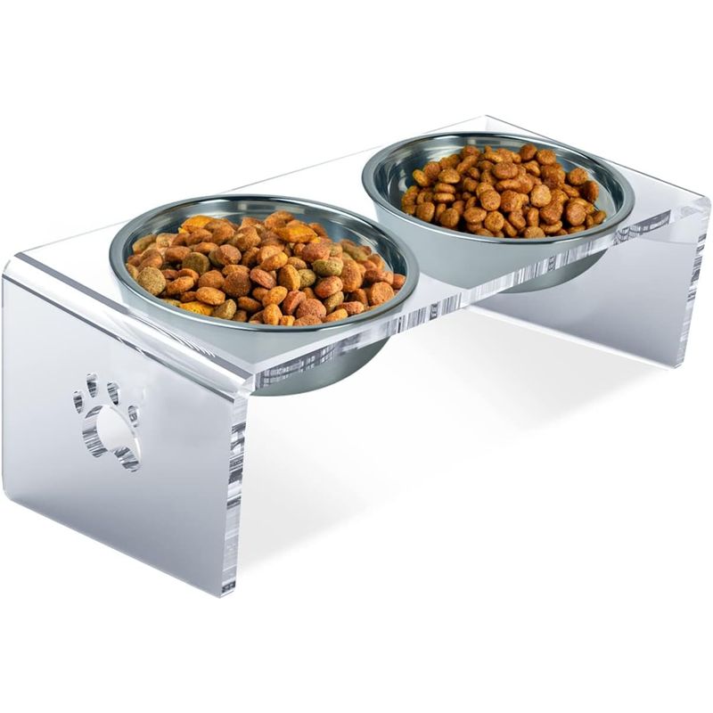UAMLY Gamelles pour chat en acier inoxydable, avec support en acrylique