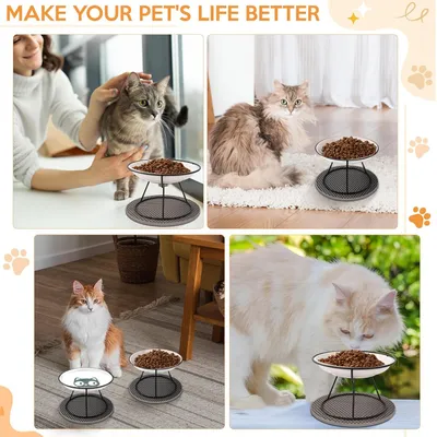 UAMLY Gamelle surélevée pour chat avec tapis en silicone
