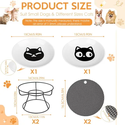 UAMLY Gamelle surélevée pour chat avec tapis en silicone