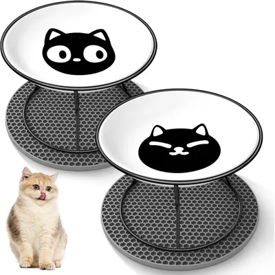 UAMLY Gamelle surélevée pour chat avec tapis en silicone UAMLY Gamelle surélevée pour chat avec tapis en silicone