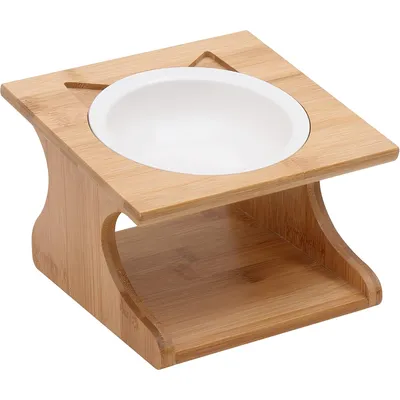 UAMLY Gamelle surélevée pour chat avec cadre en bambou