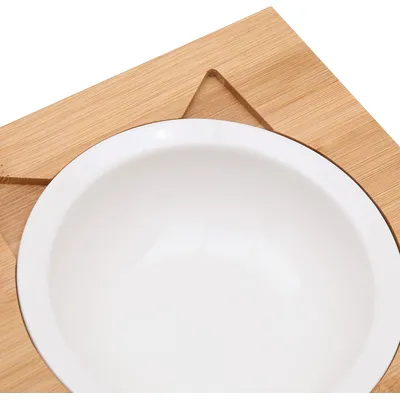 UAMLY Gamelle surélevée pour chat avec cadre en bambou