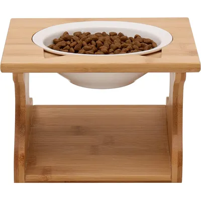 UAMLY Gamelle surélevée pour chat avec cadre en bambou