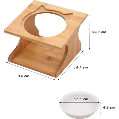 UAMLY Gamelle surélevée pour chat avec cadre en bambou