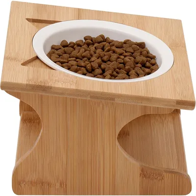 UAMLY Gamelle surélevée pour chat avec cadre en bambou