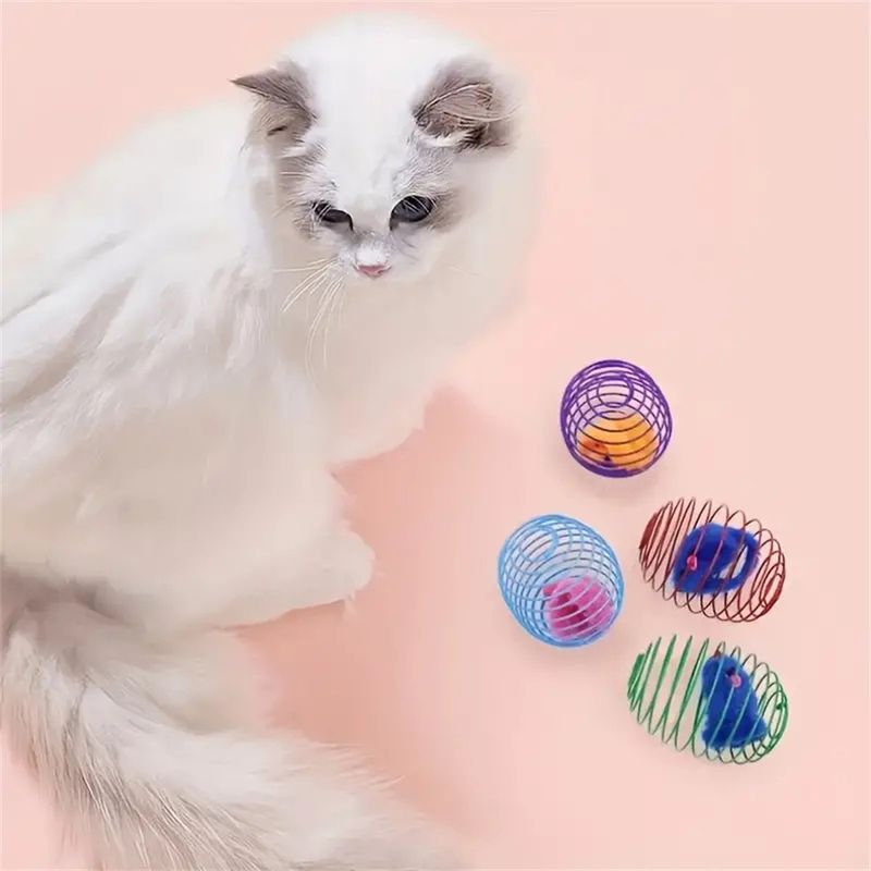 Pet Planet Jouet de souris en peluche dans une cage à ressort