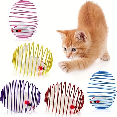 Pet Planet Jouet de souris en peluche dans une cage à ressort