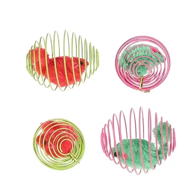 Pet Planet Jouet de souris en peluche dans une cage à ressort