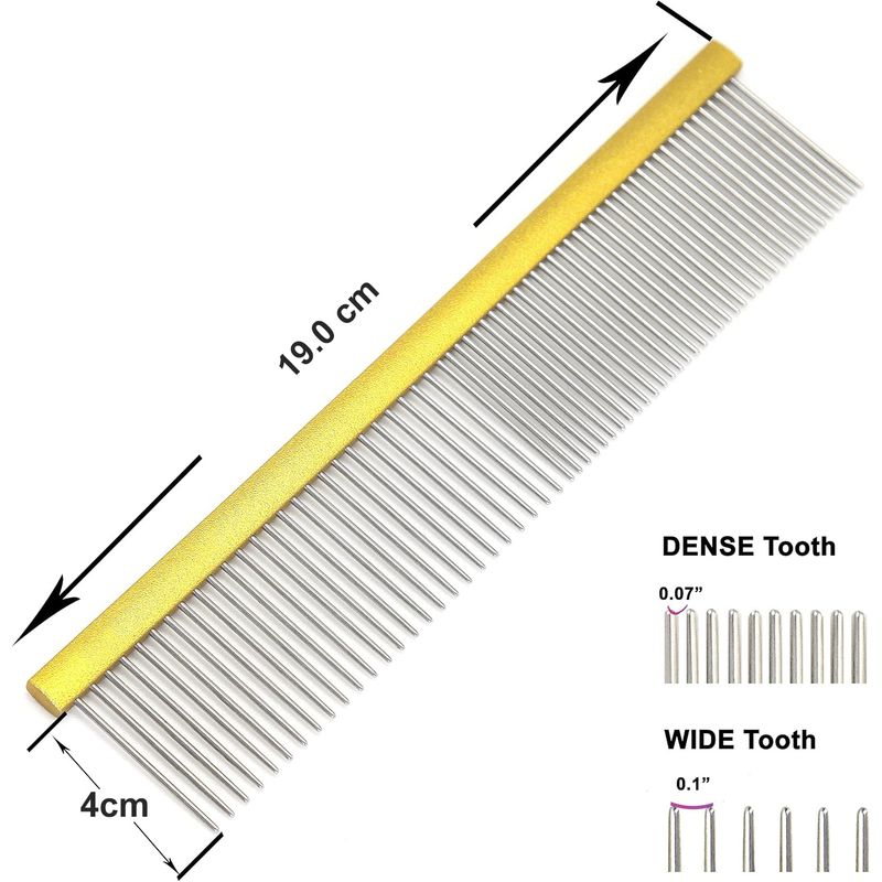 2 Pcs Brosse pour chien en acier inoxydable - Double dents