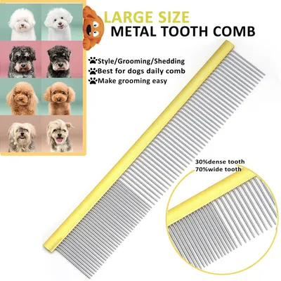 2 Pcs Brosse pour chien en acier inoxydable - Double dents