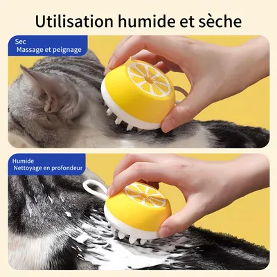 FurryFusion Brosse de bain pour animaux de compagnie au citron
