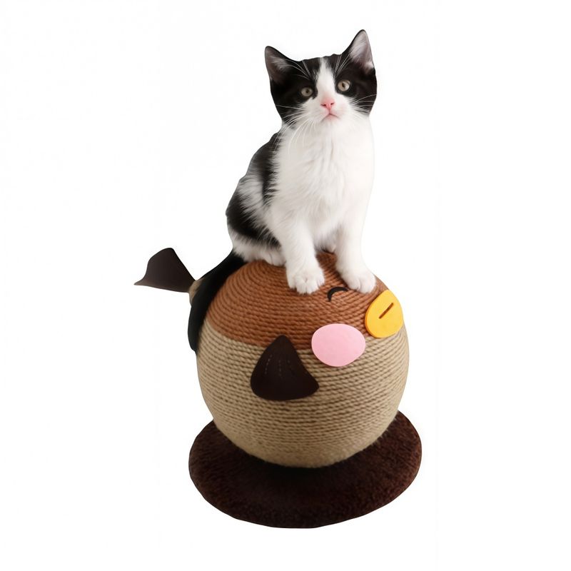 FurryFusion Balle à gratter en sisal en forme de poisson-globe pour chat