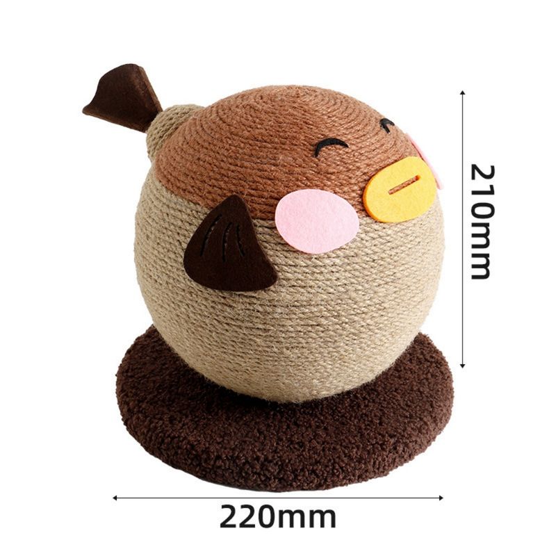 FurryFusion Balle à gratter en sisal en forme de poisson-globe pour chat