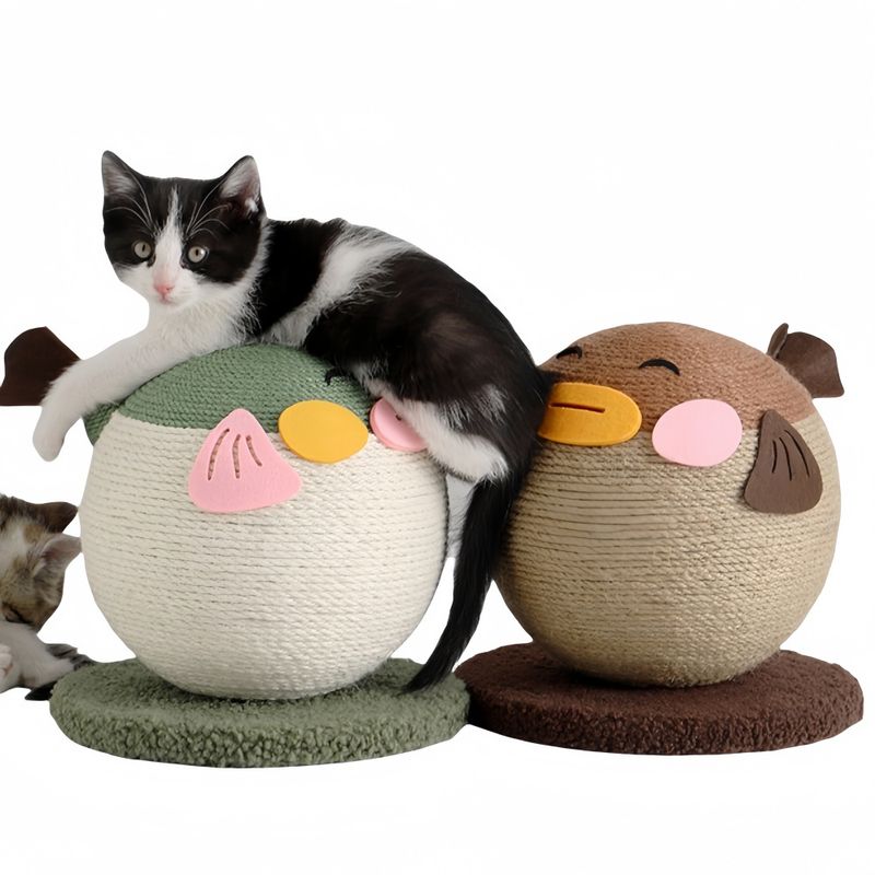 FurryFusion Balle à gratter en sisal en forme de poisson-globe pour chat