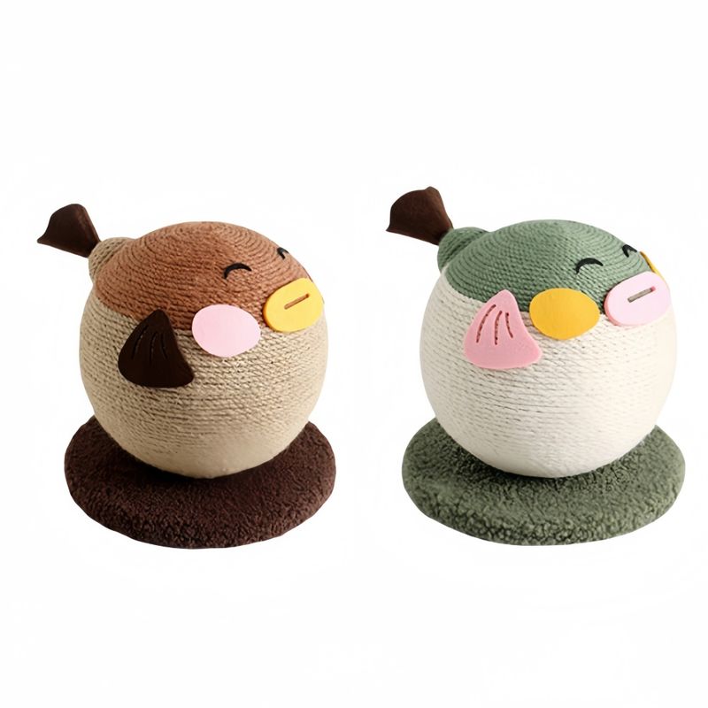 FurryFusion Balle à gratter en sisal en forme de poisson-globe pour chat