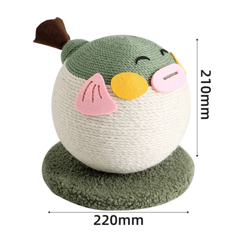 FurryFusion Balle à gratter en sisal en forme de poisson-globe pour chat