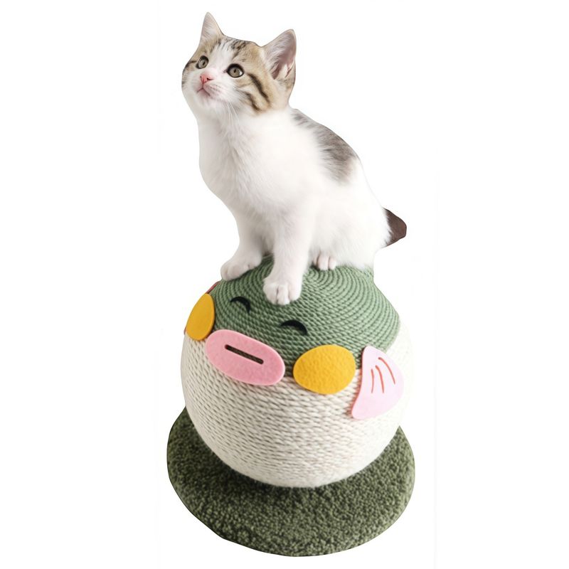 FurryFusion Balle à gratter en sisal en forme de poisson-globe pour chat