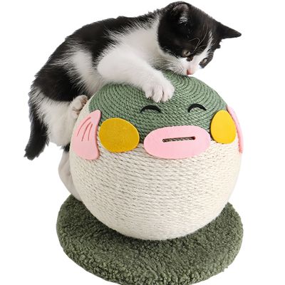 FurryFusion Balle à gratter en sisal en forme de poisson-globe pour chat