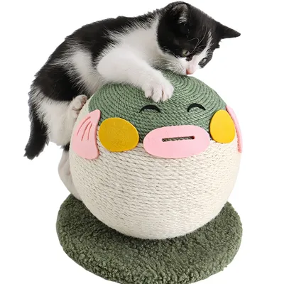 FurryFusion Balle à gratter en sisal en forme de poisson-globe pour chat FurryFusion Balle à gratter en sisal en forme de poisson-globe pour chat