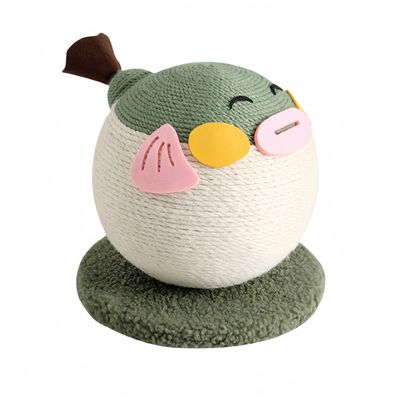 FurryFusion Balle à gratter en sisal en forme de poisson-globe pour chat