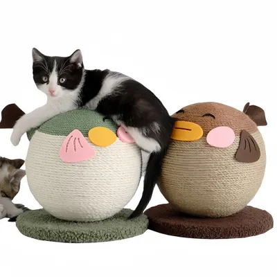 FurryFusion Balle à gratter en sisal en forme de poisson-globe pour chat