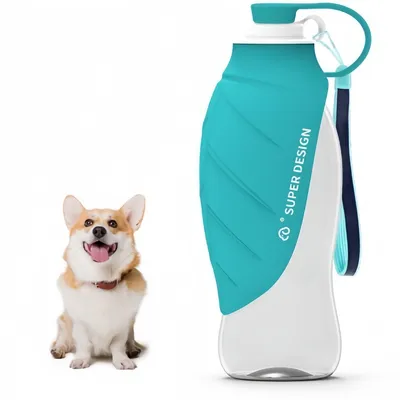 Pet Planet Botella de agua para perros con tapa y cuenco, 580 ml