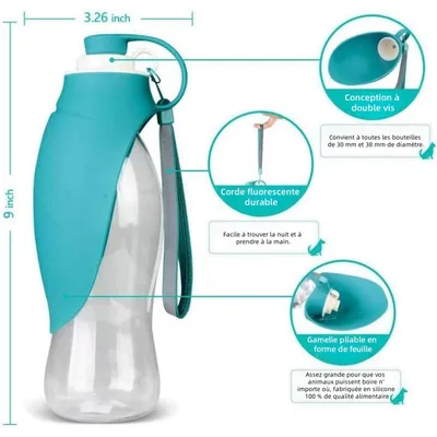 Pet Planet Bouteille D'eau Pour Chien Couvercle Gamelle 580 ML