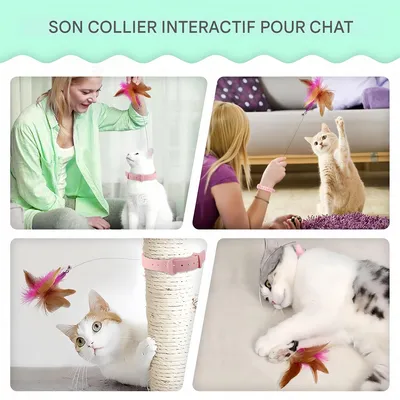 Pet Planet Jouet en collier pour chat avec plume et clochette