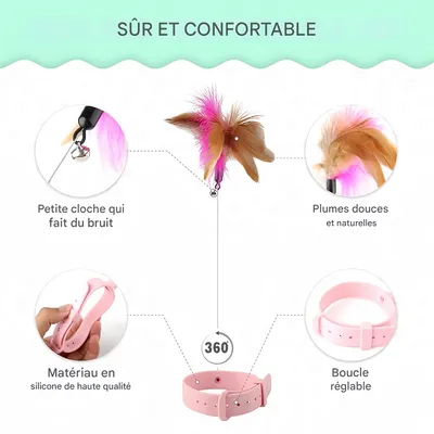 Pet Planet Jouet en collier pour chat avec plume et clochette