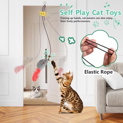 UAMLY Jouets pour chat, souris élastique suspendue au cadre de porte