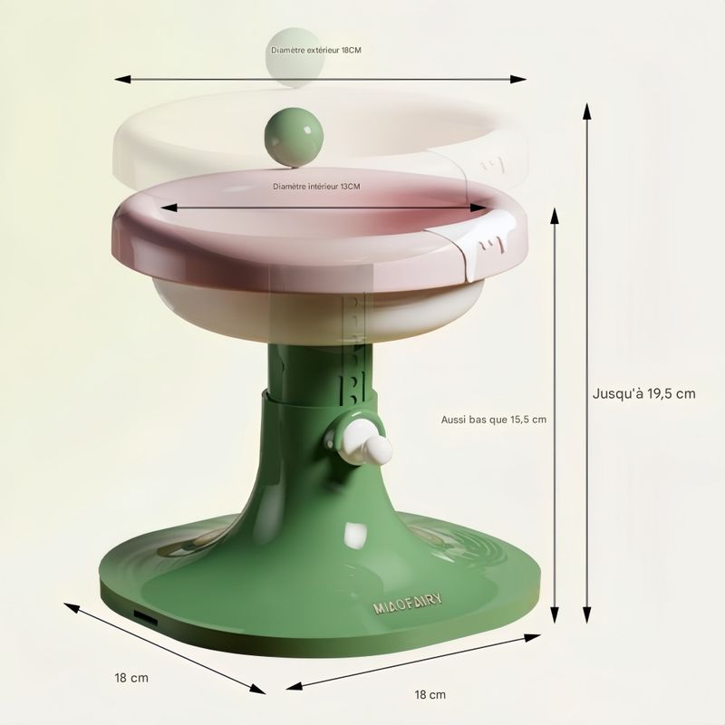 FurryFusion Gamelle réglable pour chat en forme de glace