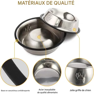 IntiMeg Ensemble de 2 gamelles pour chien et chat IntiMeg Ensemble de 2 gamelles pour chien et chat