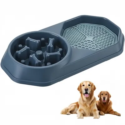 Pet Planet Comedero lento doble con alfombrilla para gatos y perros