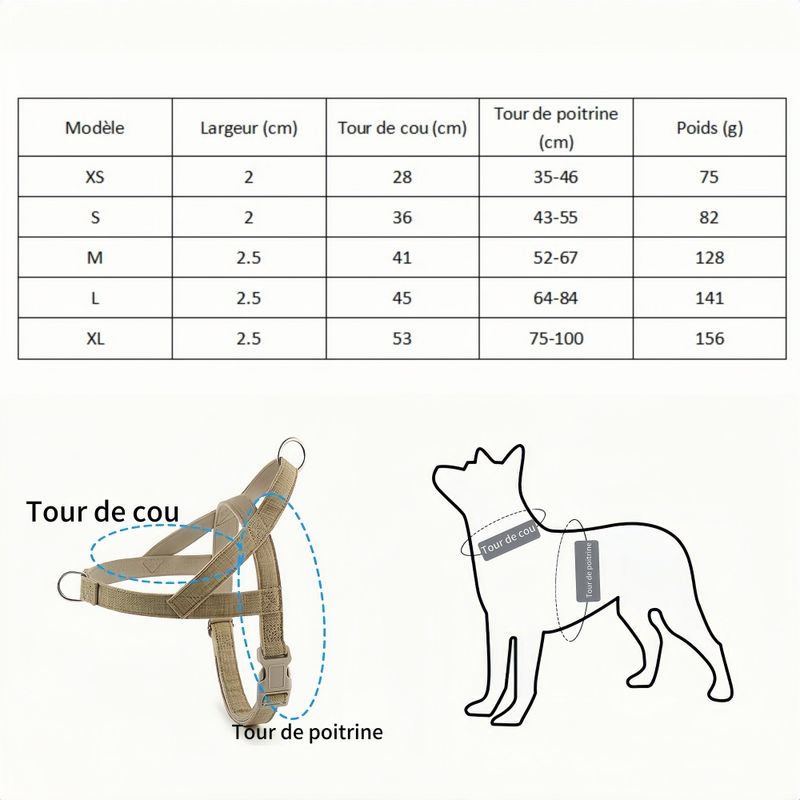 FurryFusion Harnais en coton et lin pour grand chien