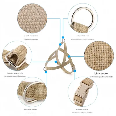 FurryFusion Harnais en coton et lin pour grand chien