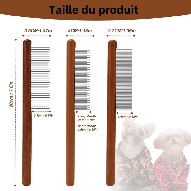 Pet Planet Lot de 3 Peignes de Toilettage Pour Chien Chat et Lapin