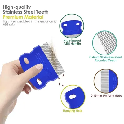 UAMLY Peigne anti-puces pour chat et chien, dents métalliques