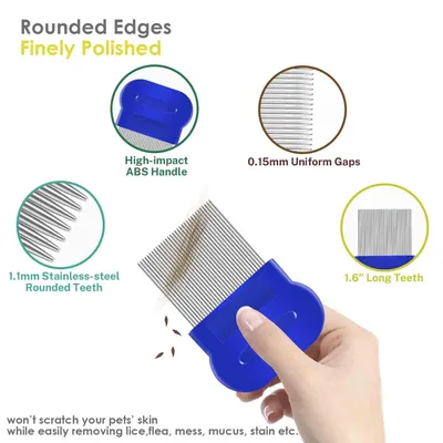 UAMLY Peigne anti-puces pour chat et chien, dents métalliques
