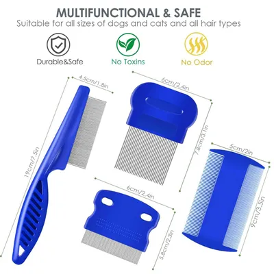 UAMLY Peigne anti-puces pour chat et chien, dents métalliques