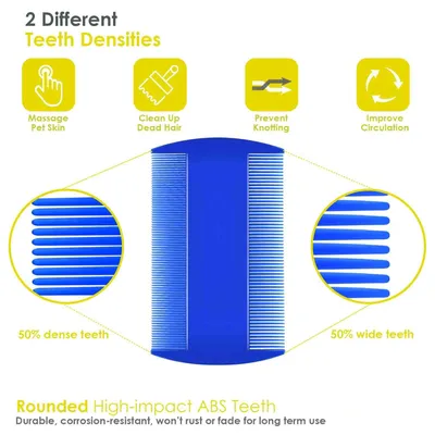 UAMLY Peigne anti-puces pour chat et chien, dents métalliques