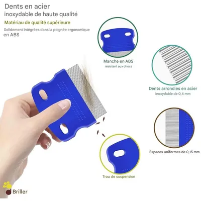 Pet Planet Lot de 4 Peignes Anti Puces Pour Chien et Chat