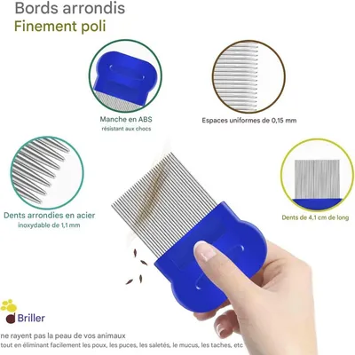 Pet Planet Lot de 4 Peignes Anti Puces Pour Chien et Chat