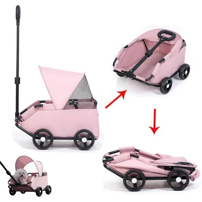 Poussette pour chiens et chats - Pliable, portable, avec auvent