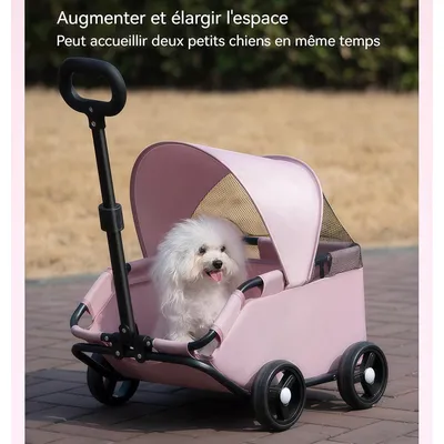 Poussette pour chiens et chats - Pliable, portable, avec auvent